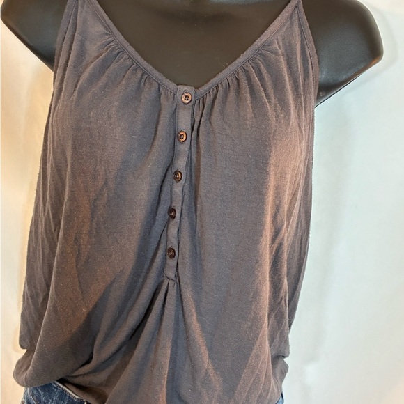 Joe's Jeans Medium Flowy V-neck Charcoal Sleeveless Tank Top Mock Button Down‎ - Picture 4 of 15